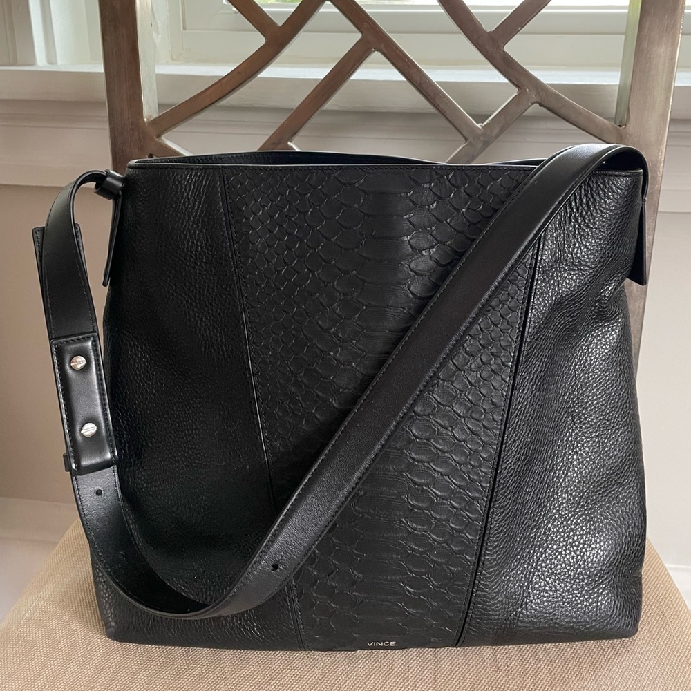 Vince Black Leather Shoulder Bag